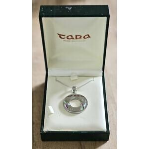 Vintage 1990s Tara Irish Necklace Silver Tone w/enamel Made Dublin w Box Unworn